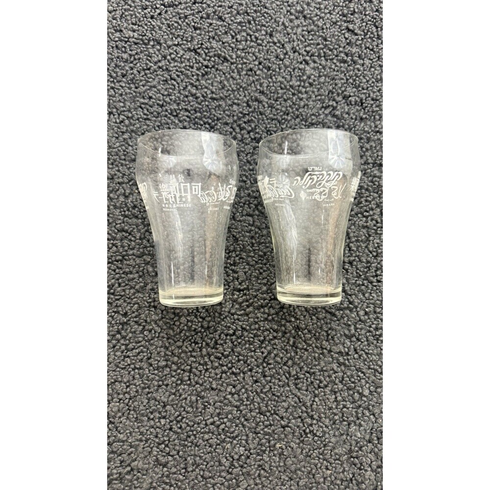 Enjoy Coca Cola Around the World Glasses, Multi-Language 8 oz. Set Of 2 5” VTG